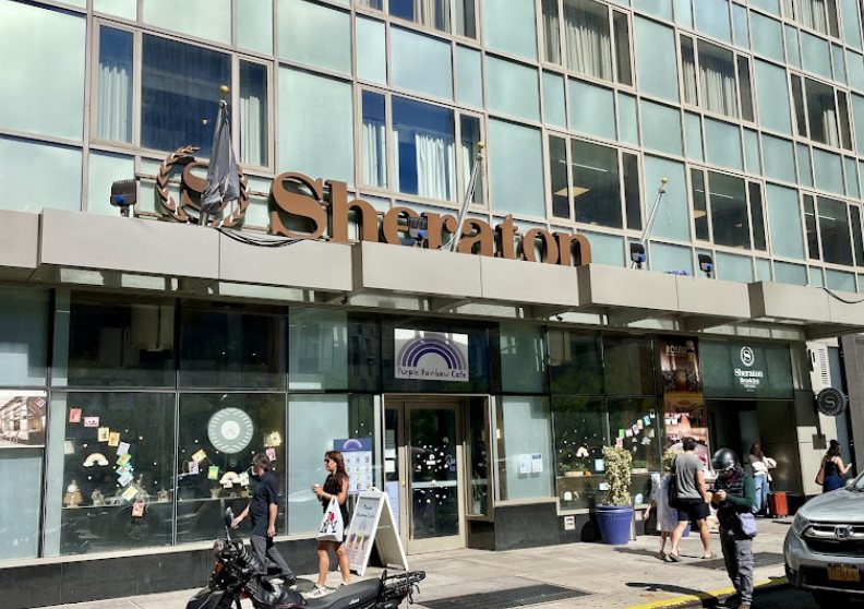 Sheraton Brooklyn exterior with 228 Fuji Cafe entrance